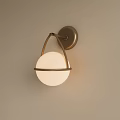 Modern Brass Wall Sconce With Spherical White Shade On Light Colored Wall 3d model