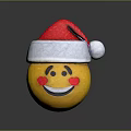 Yellow Smiling Doll In Red Santa Hat With White Trim And Pom Pom Red Blush