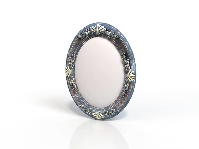 Oval Decorative Frame With Ornate Border Vintage Style Bronze Gold Accents White Background 3d model