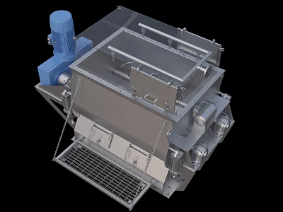 Industrial Mixing Equipment With Stainless Steel Structure Blue Motor Top Opening Design And Bottom Grille 3d model