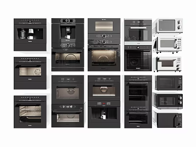 Various Modern Kitchen Appliances Including Ovens And Microwaves With Sleek Designs For Home Use 3d model