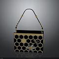 Fashionable Black and Gold Handbag With Honeycomb Pattern And Bee Decorations