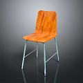 Modern Orange Wooden Chair Furniture With Sleek Metal Legs And Curved Seat Design
