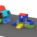 Mall Lobby Featuring Colorful Children's Play Area With Safe Slides And Interactive Elements 3d model