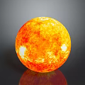 Realistic Sun Sphere With Orange Glow Detailed Surface Texture And Reflective Base 3d model