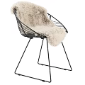 Modern Leisure Chairs With Metal Frame Black Leather Seat And Plush Cushion