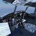Advanced Commercial Aviation Equipment in Aircraft Cockpit with Control Panels and Displays