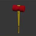 Durable Red Head Yellow Handle Hammer For Construction And Repair Work 3d model