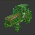 Old Red Rusty Vintage Tractor With Muddy Tires And Worn Exterior