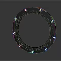 Cartoon Scene Featuring Black Ring With Blue Glowing Lights And Futuristic Design 3d model