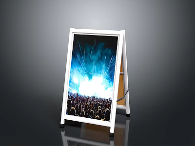 A Frame Sign Displaying Concert Scene With Crowd And Stage Lights 3d model