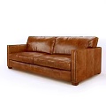 Brown Leather Two-Seater Sofa With Modern Design For Living Room Interior