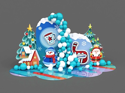 Winter Meichen Design Meichen Card Point Shopping Mall Meichen Christmas Atmosphere Layout Effect Diagram model