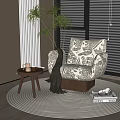 French Middle Lazy Sofa Side Radiator Dream Curtain 3d model
