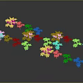 Colorful Decorative Plants With Green Leaves And Red Yellow Purple Blue Flowers In Natural Arrangement