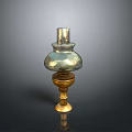 Elegant Vintage Lighting Combination With Glass Shade And Gold Base Stand