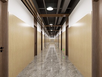 modern aisle student dormitory walkway 3d model