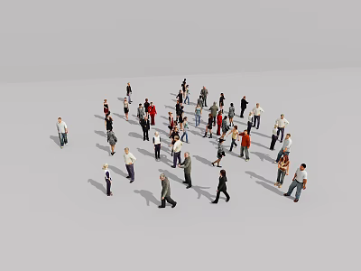 Group of Diverse People Walking and Standing in Open Space 3d model