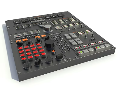 Professional Headphone Audio Mixer With Control Knobs Buttons And Studio Sound Equipment Design 3d model