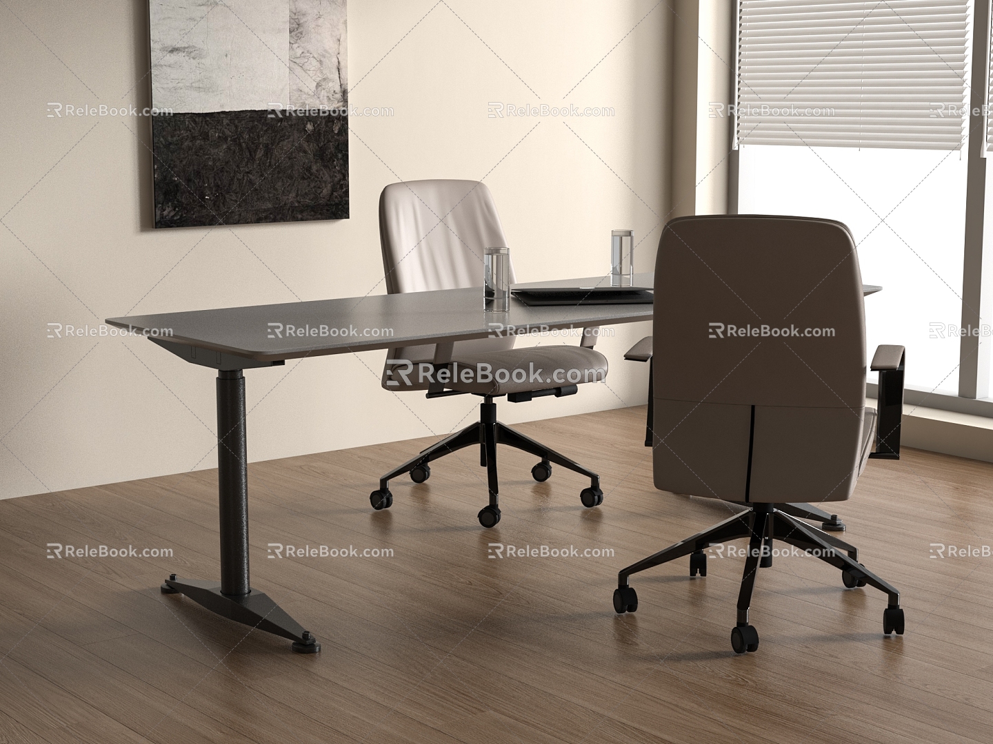 Modern Office Desk and Chair Staff Station Computer Desk and Chair 3d model