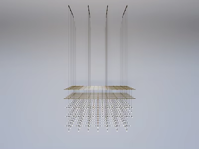 Modern Crystal Chandelier With Hanging Metal Structure And Multiple Beads Design 3d model