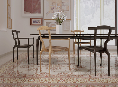 New Chinese Dining Table and Chair Combination 3d model