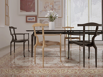 New Chinese Dining Table and Chair Combination 3d model