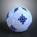 White Sphere Decorative Device With Blue Geometric Patterns On Surface 3d model