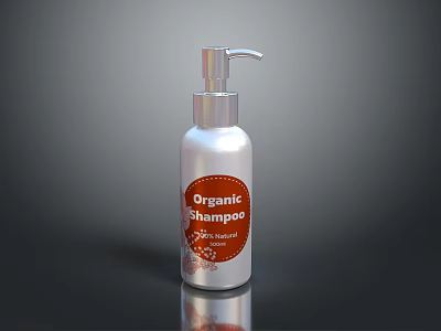 Woman Using ShineWell Organic Shampoo With Silver Pump Bottle For Healthy Hair 3d model