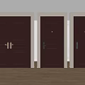 Dark Brown Security Doors With Double Single Panel And Secure Lock Design 3d model