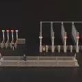 Industrial Equipment For Transportation Hubs With Multiple Metal Turnstiles And Pedestrian Access