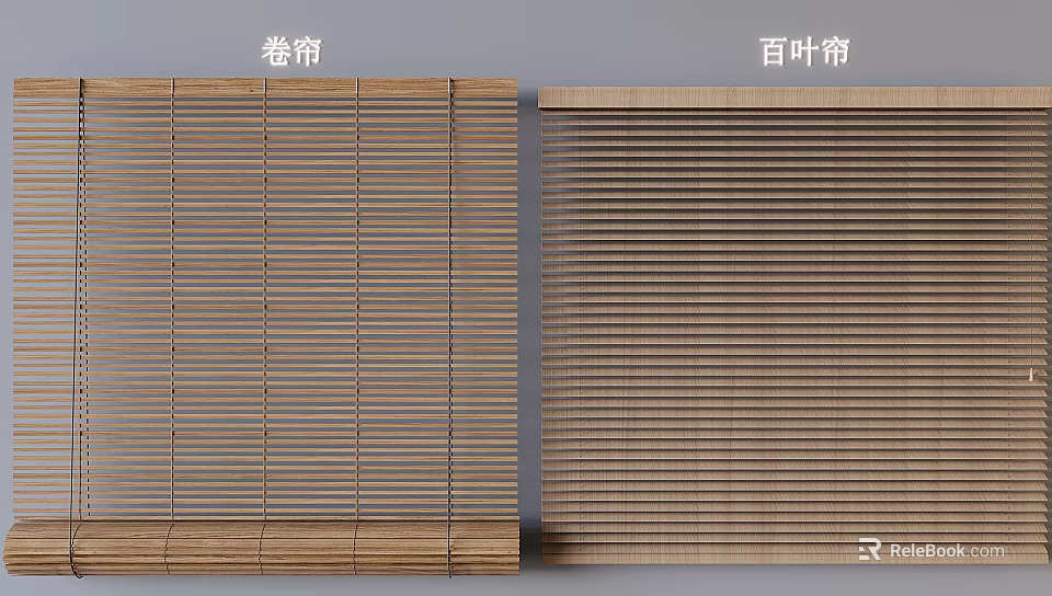 Natural Wooden Venetian Blinds Modern Window Treatment For Home Interior Design 3d model 