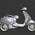 Modern Electric Scooter with Silver Body Black Seat and Rearview Mirrors in Sleek Design