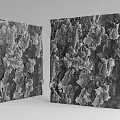Black and Gray Background Wall with Natural Bark Texture Two Panels Design 3d model