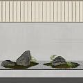 Elegant Zen Garden Ornament Featuring Stones Moss Lighting Wall Shadows And Pebbles