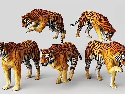 Realistic 3D Tiger Models With Various Poses 3d model