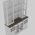 White Sideboard With Dark Wood Top Drawers Cabinet Doors And Open Shelves