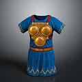 Blue Lifestyle Clothing With Golden Circular Decorations Red Belt And Geometric Hem Patterns