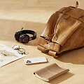 Everyday Life Essentials Including Leather Backpack Headphones Map Glasses Smartphone And Notebook 3d model