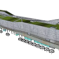 Modern Office Building With Green Roof Glass Facade And Surrounding Trees
