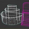 Colorful Display Cabinets And Shelves With Circular Multi tiered Design Vertical Pattern And Metal Grid