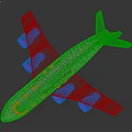 Toy Airplane Model With White Body Blue Wings And Blue Engines