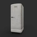 Vintage White Upright Refrigerator With Classic Design And Worn Surface