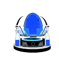 Modern Futuristic Blue Capsule Seat With White Support Structures And Circular Base 3d model