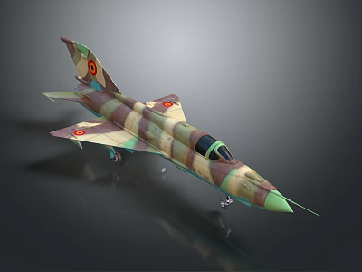 Camouflage Military Jet Model With Red Star Insignia And Detailed Design 3d model