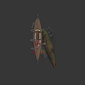 Streamlined Watercraft With Wooden Hull And Mounted Equipment On