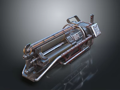 Futuristic Sci Fi Weapon With Metallic Mechanical Structure Barrel And Intricate Design 3d model