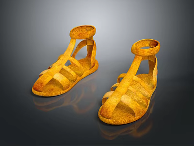 Yellow Casual Everyday Sandals With Woven Texture And Comfortable Strap Design 3d model