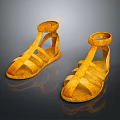 Yellow Casual Everyday Sandals With Woven Texture And Comfortable Strap Design 3d model