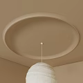 Modern Circular Ceiling Design With Pendant Light In Minimalist Room